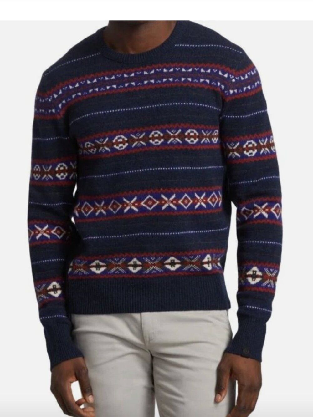 RAG & BONE Men’s Wesley Fairisle Wool Sweater Crewneck Size X-Large Mens